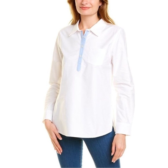 Classic Prep Tops - Classic Prep women’s Popover White/Chambray size Small